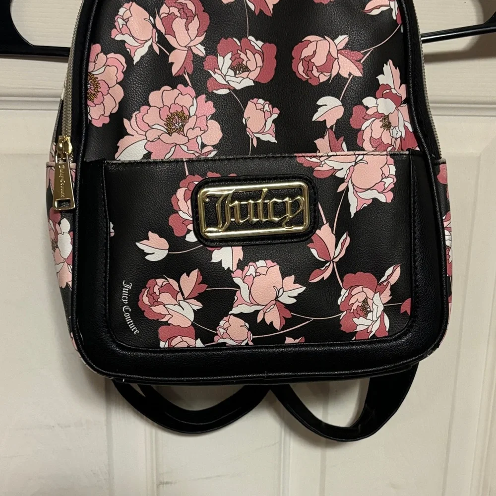 Juicy Couture Floral Black and Pink Backpack - Picture 4 of 14